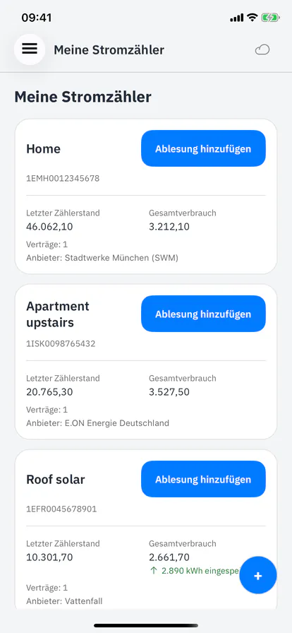 Liste der Stromzähler, eine Karte pro Zähler