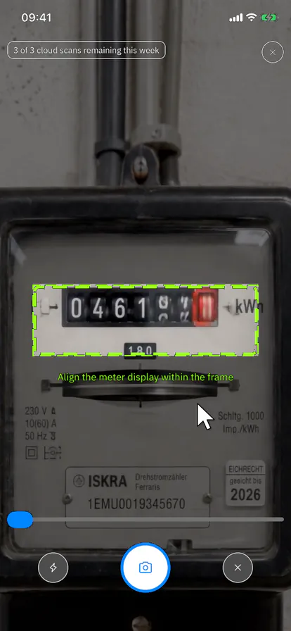 The counter inside the green frame